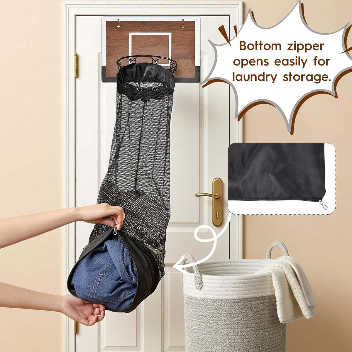 Clean Basket Wooden Basketball Laundry Hamper