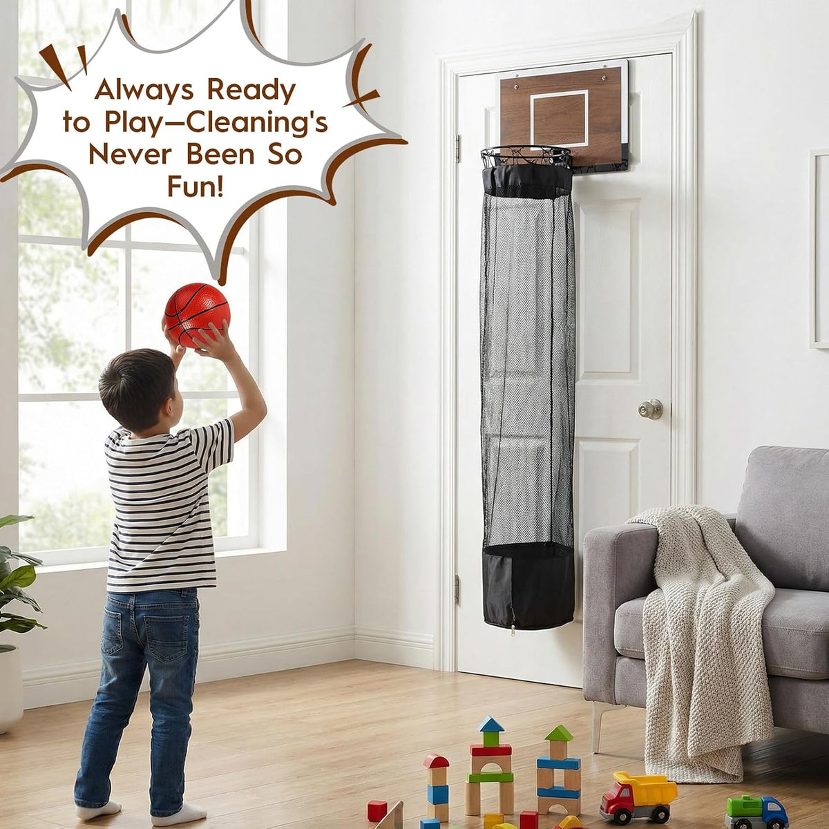 Clean Basket Wooden Basketball Laundry Hamper