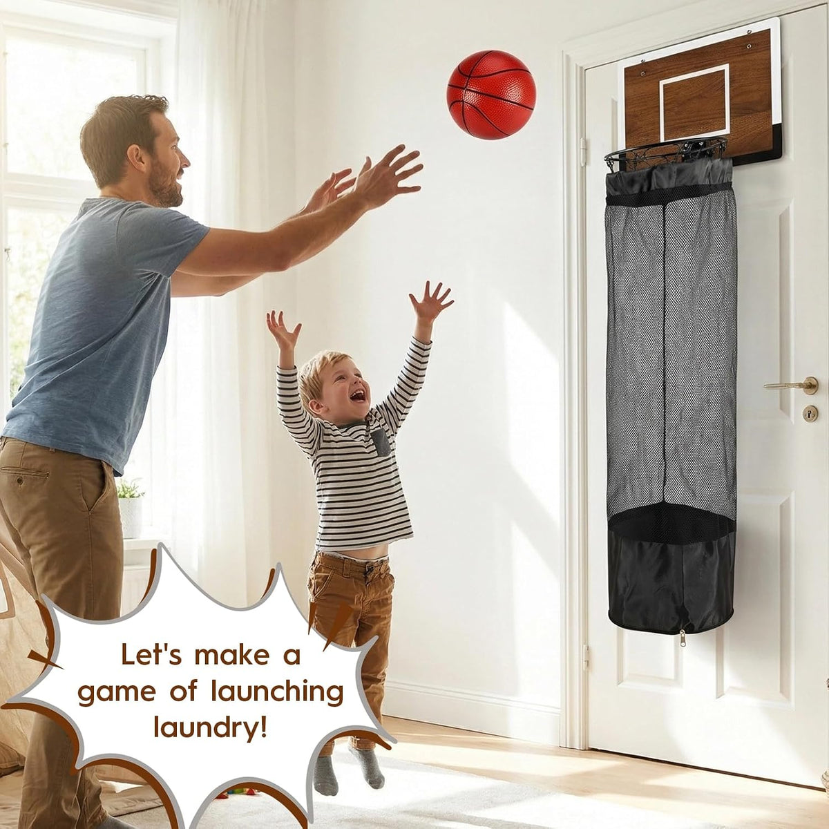Clean Basket Wooden Basketball Laundry Hamper
